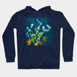 Botanical cyanotype wildflowers Hoodie